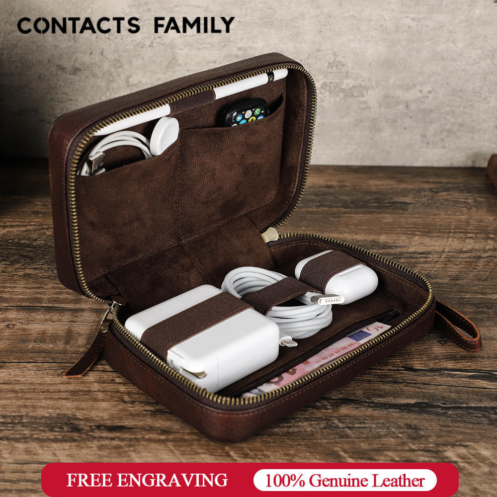 Genuine Leather Portable USB D - Electronics Gadgets Bag reseña y precio