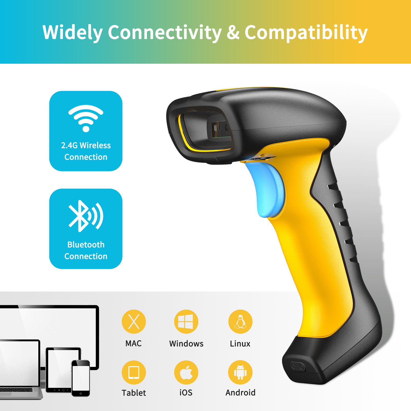 NETUM Upgraded QR Industrial B - Barcode Scanner Wireless reseña y precio