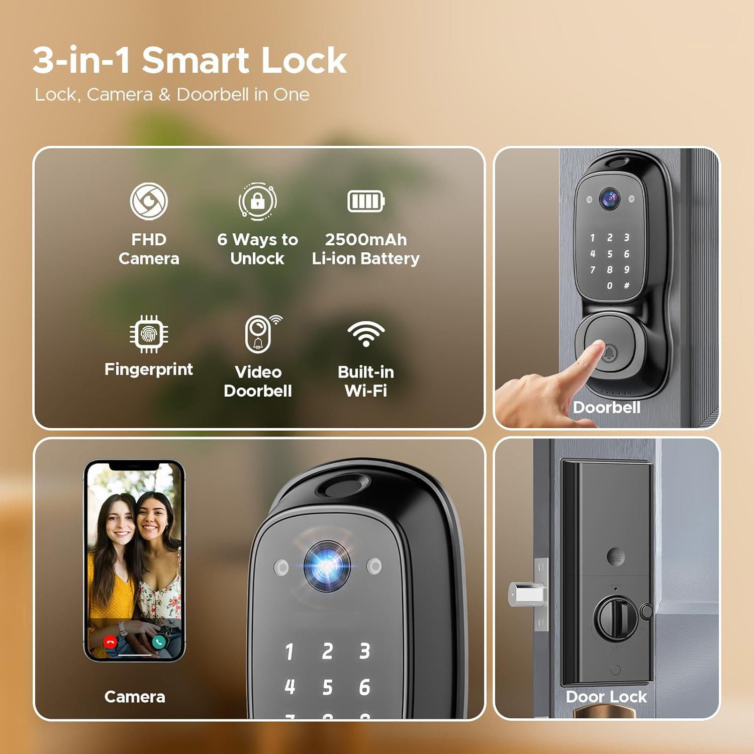 Tuya Wifi Smart Door Lock ‎Cam - Electronics & Tech Gadgets reseña y precio