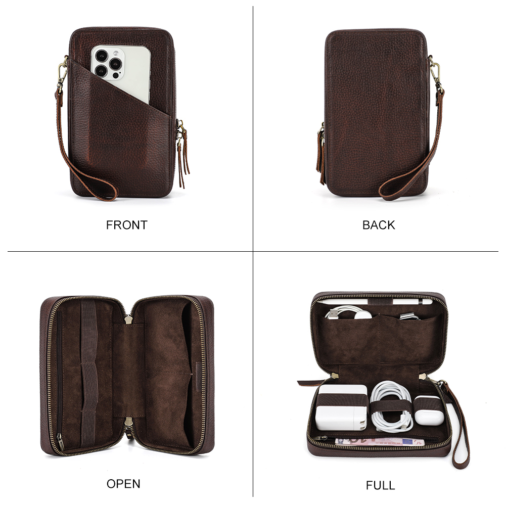 Genuine Leather Portable USB D - Electronics Gadgets Bag reseña y precio