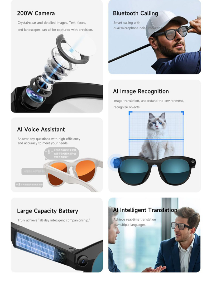 Lenovo Smart AI Glasses 1200MP - Electronics Gadgets For Men reseña y precio