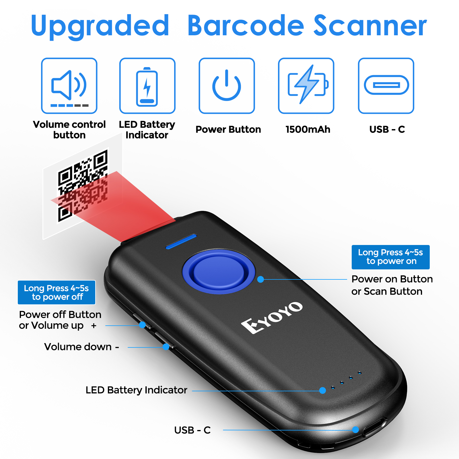 Eyoyo EY-023 Portable QR Image - Barcode Scanner Wireless reseña y precio