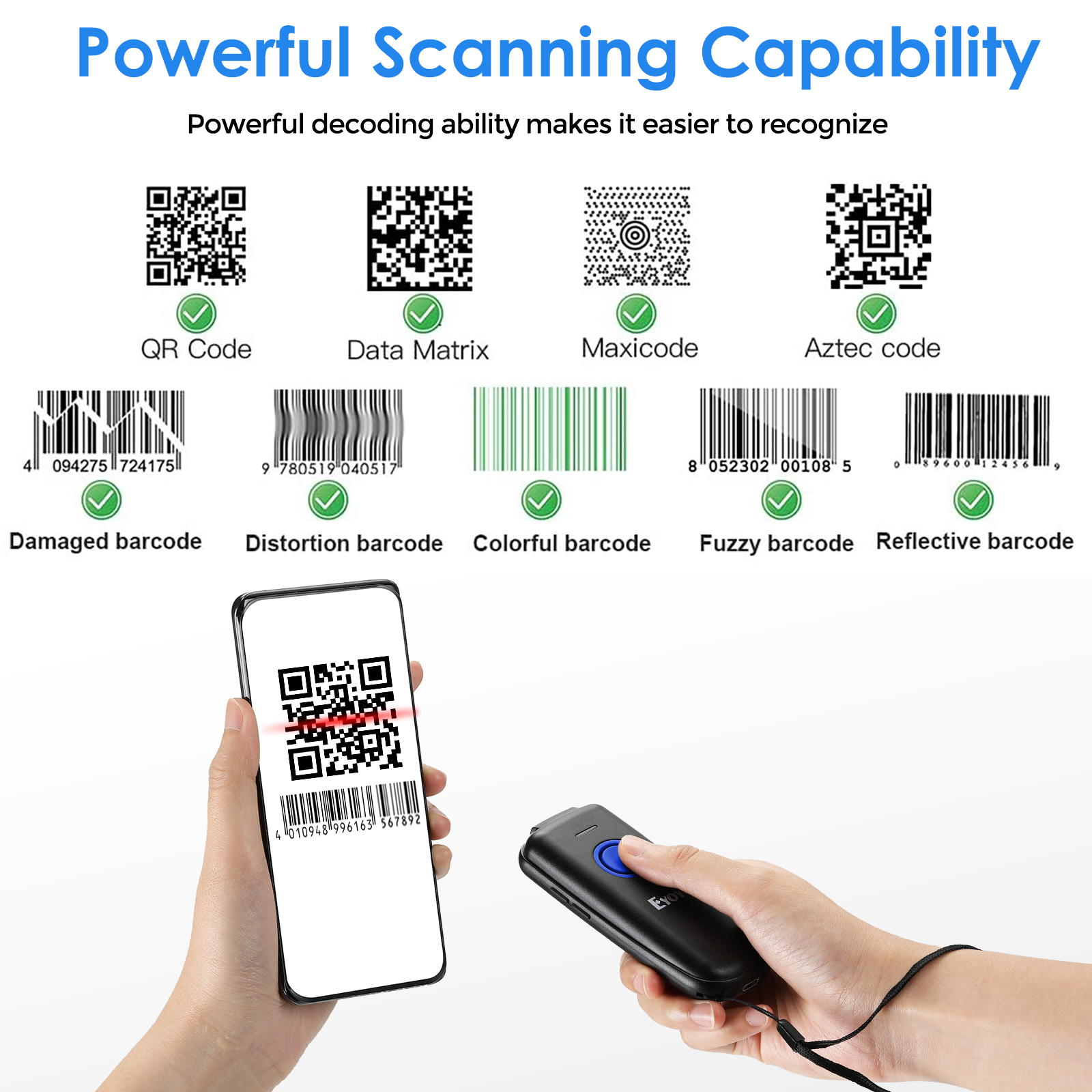 Eyoyo EY-023 Portable QR Image - Barcode Scanner Wireless reseña y precio