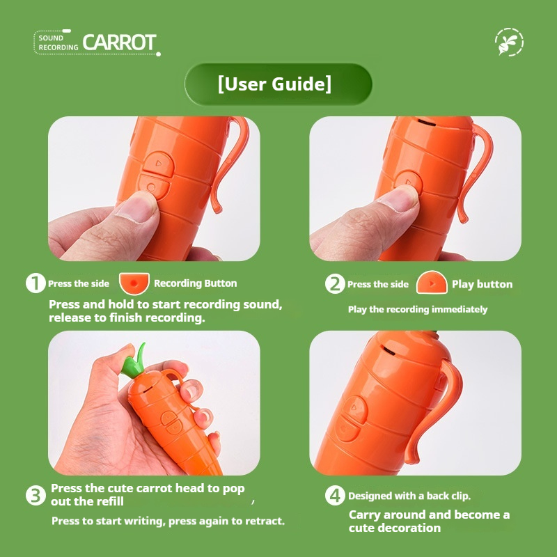 Cute carrot voice recorder stu - Voice Recorder Pen reseña y precio